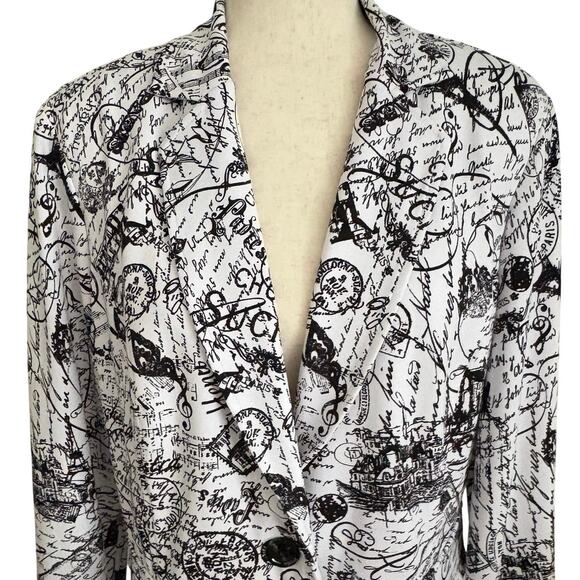 Joseph Ribkoff Statement City Print Blazer Jacket Black White Women’s Size 12 - Picture 5 of 9